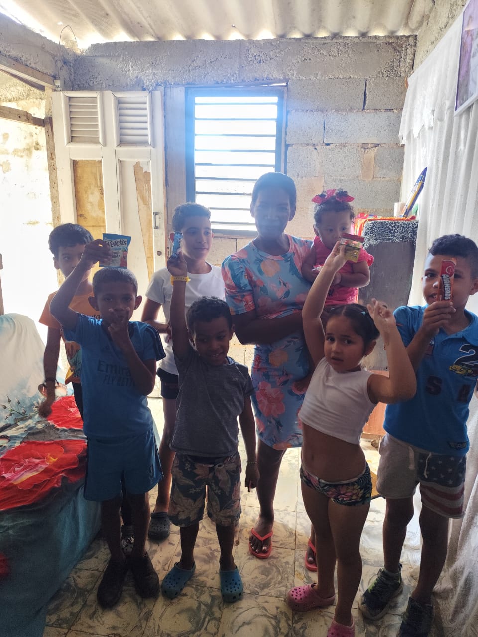 Adult with several children