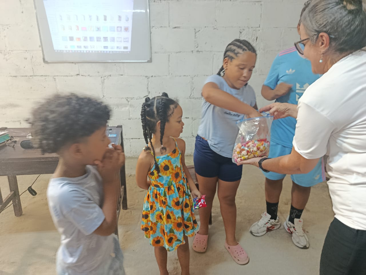 Children getting candy