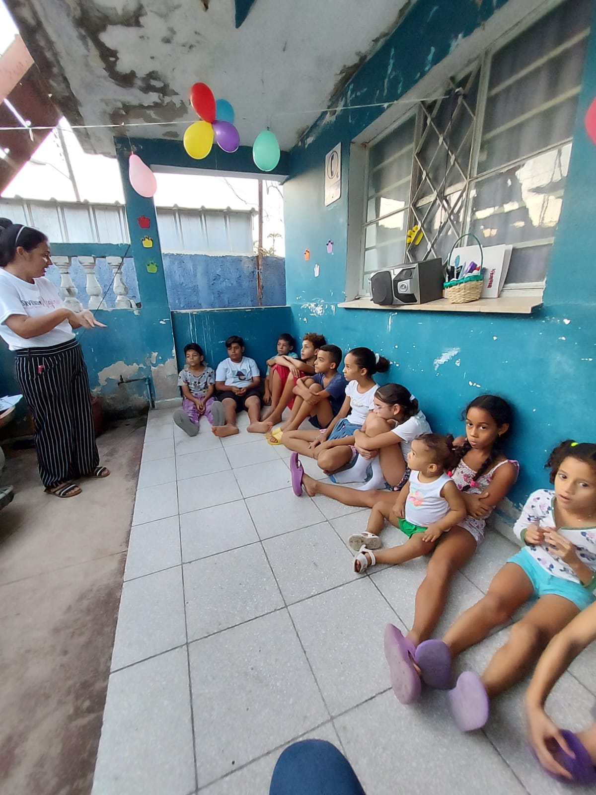 Children in outside classroom