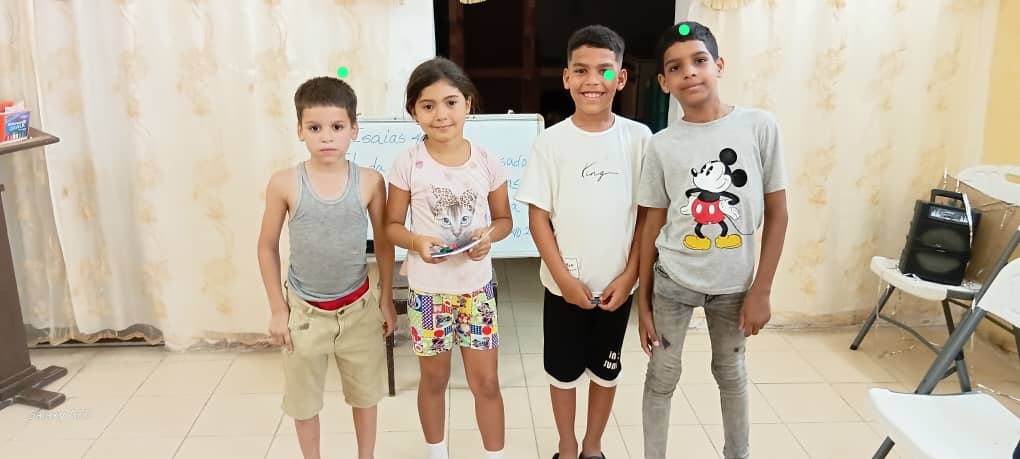 Four children in class
