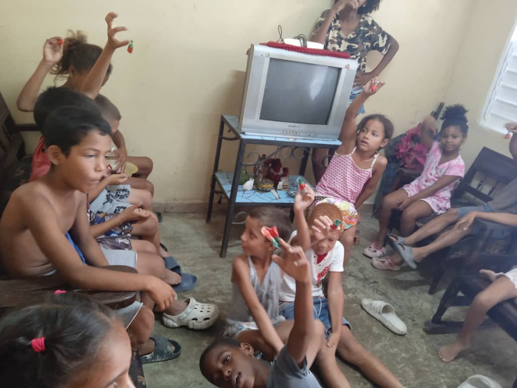 Lots of children with candy