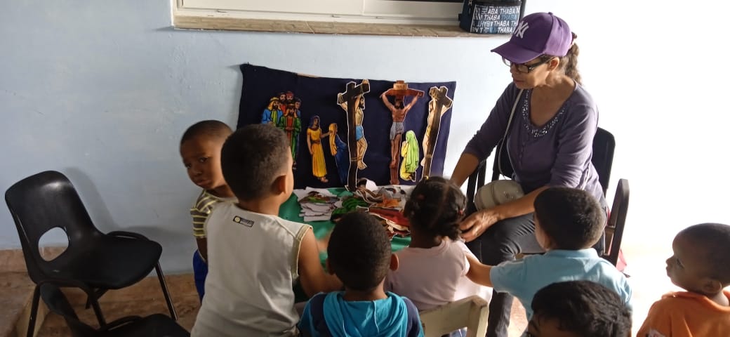 Teacher with children