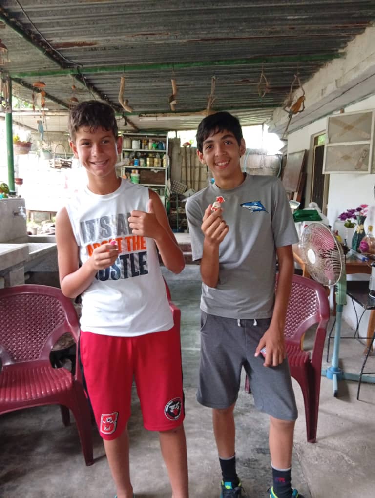 Two boys with candy